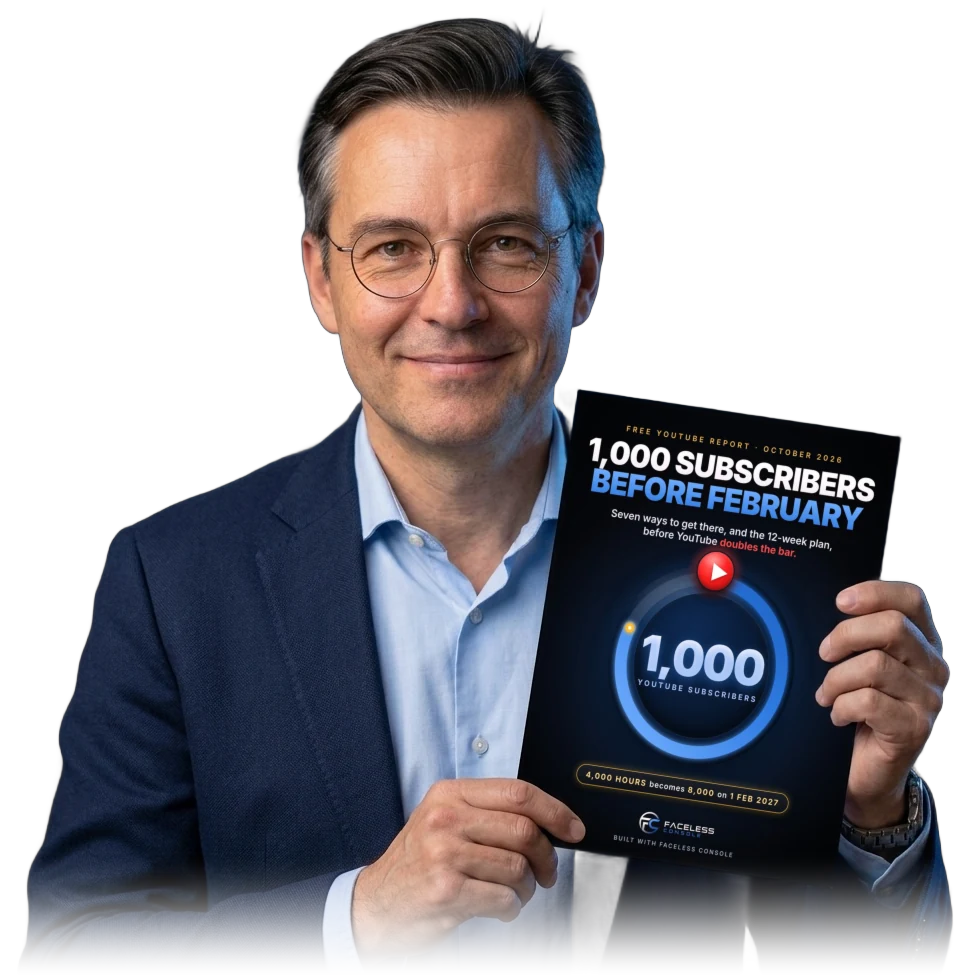 Faceless Jack holding the free report, 1,000 Subscribers Before February